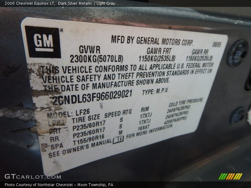 Dark Silver Metallic / Light Gray 2006 Chevrolet Equinox LT