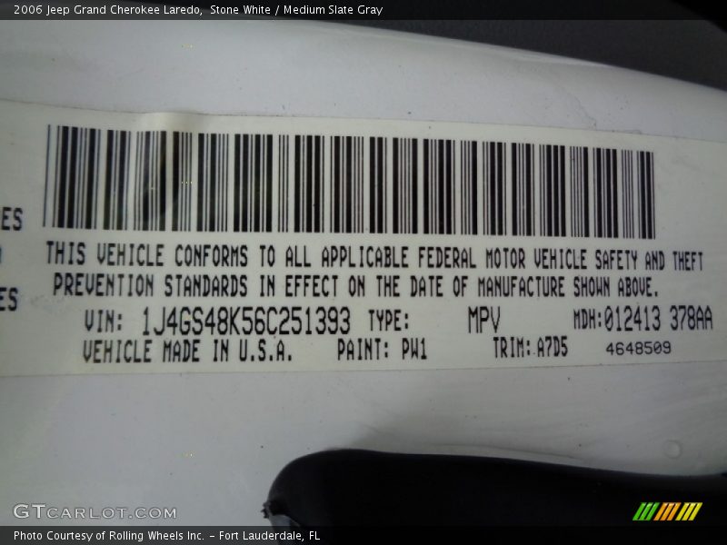 2006 Grand Cherokee Laredo Stone White Color Code PW1