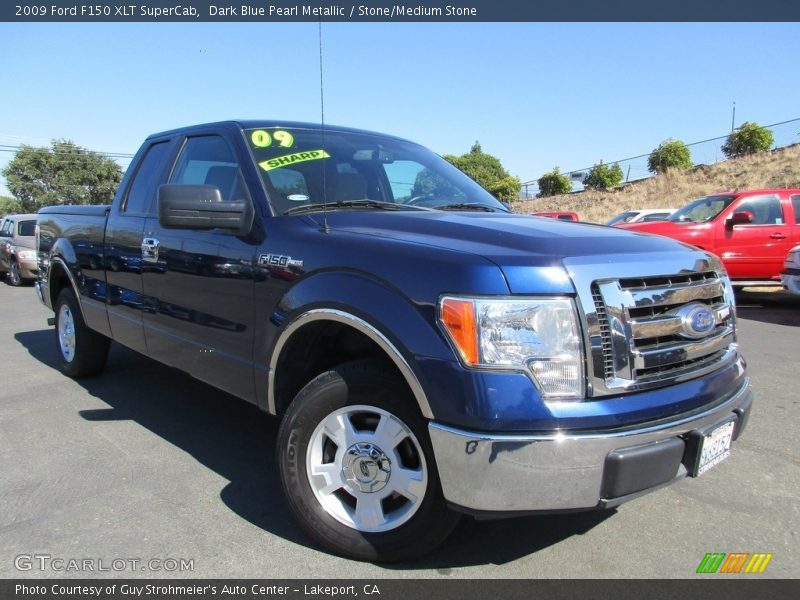 Dark Blue Pearl Metallic / Stone/Medium Stone 2009 Ford F150 XLT SuperCab
