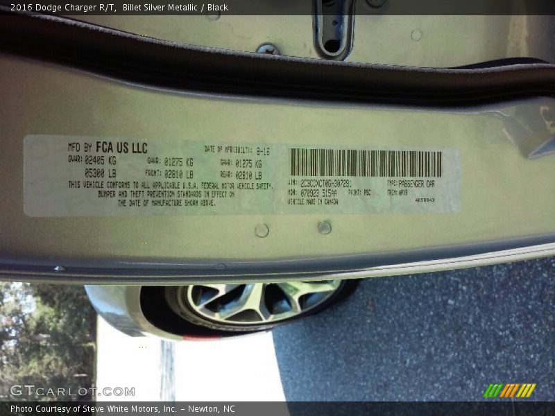 Billet Silver Metallic / Black 2016 Dodge Charger R/T