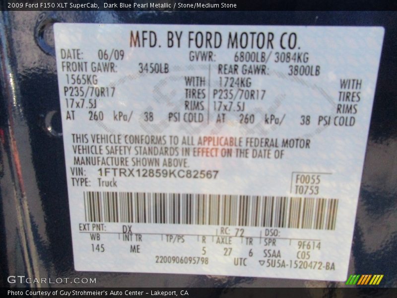 Dark Blue Pearl Metallic / Stone/Medium Stone 2009 Ford F150 XLT SuperCab