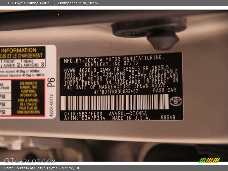 Champagne Mica / Ivory 2013 Toyota Camry Hybrid LE