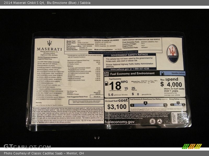 Blu Emozione (Blue) / Sabbia 2014 Maserati Ghibli S Q4