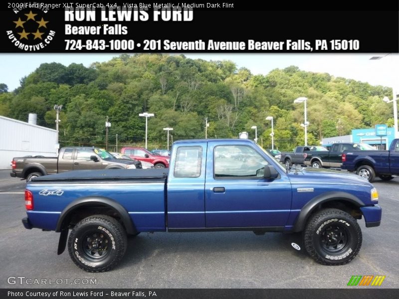 Vista Blue Metallic / Medium Dark Flint 2009 Ford Ranger XLT SuperCab 4x4