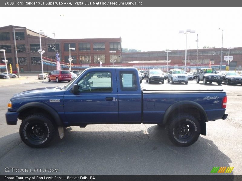 Vista Blue Metallic / Medium Dark Flint 2009 Ford Ranger XLT SuperCab 4x4