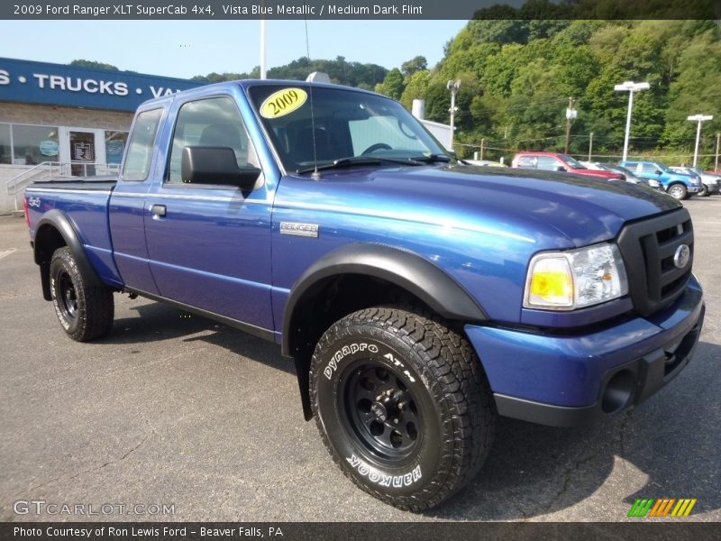 Vista Blue Metallic / Medium Dark Flint 2009 Ford Ranger XLT SuperCab 4x4
