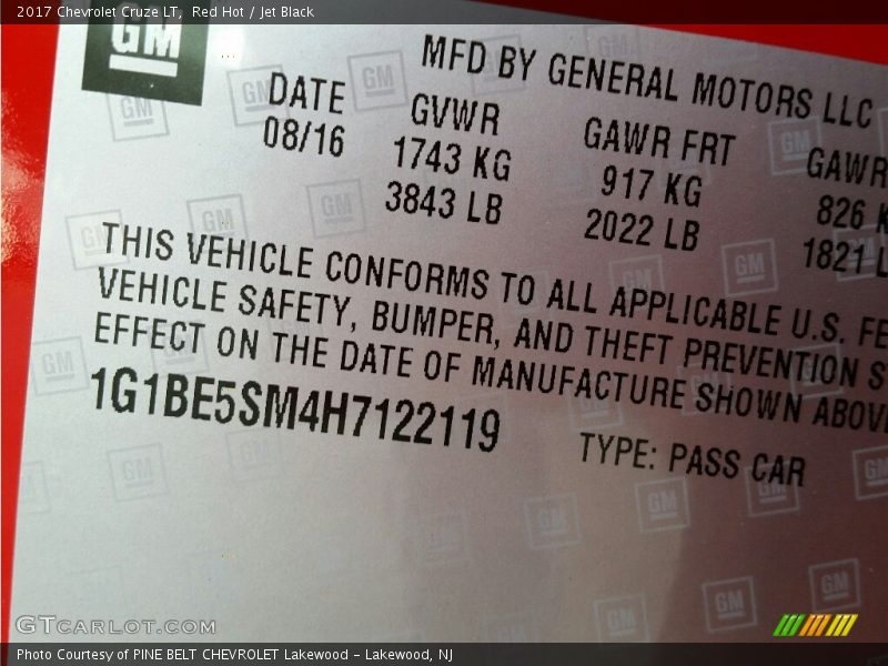 Red Hot / Jet Black 2017 Chevrolet Cruze LT