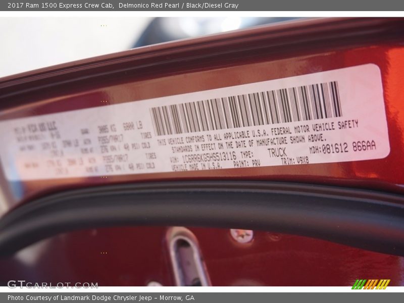 Delmonico Red Pearl / Black/Diesel Gray 2017 Ram 1500 Express Crew Cab
