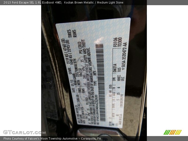 Kodiak Brown Metallic / Medium Light Stone 2013 Ford Escape SEL 1.6L EcoBoost 4WD