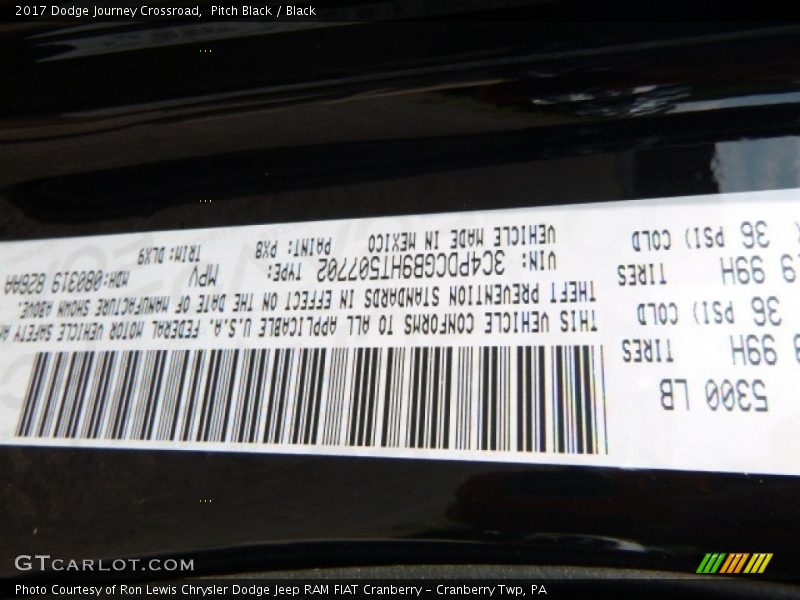 Pitch Black / Black 2017 Dodge Journey Crossroad