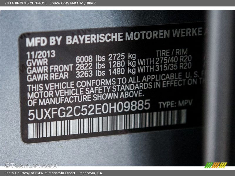 Space Grey Metallic / Black 2014 BMW X6 xDrive35i