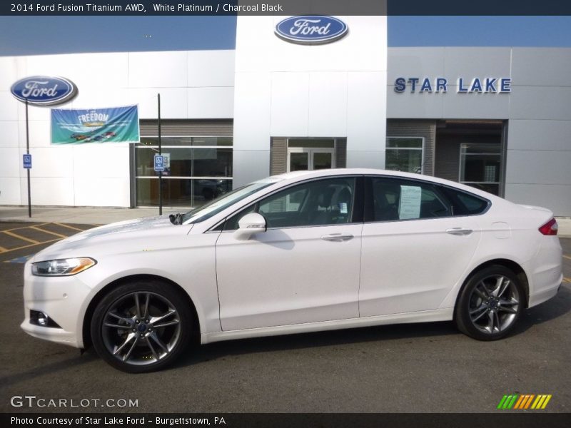 White Platinum / Charcoal Black 2014 Ford Fusion Titanium AWD