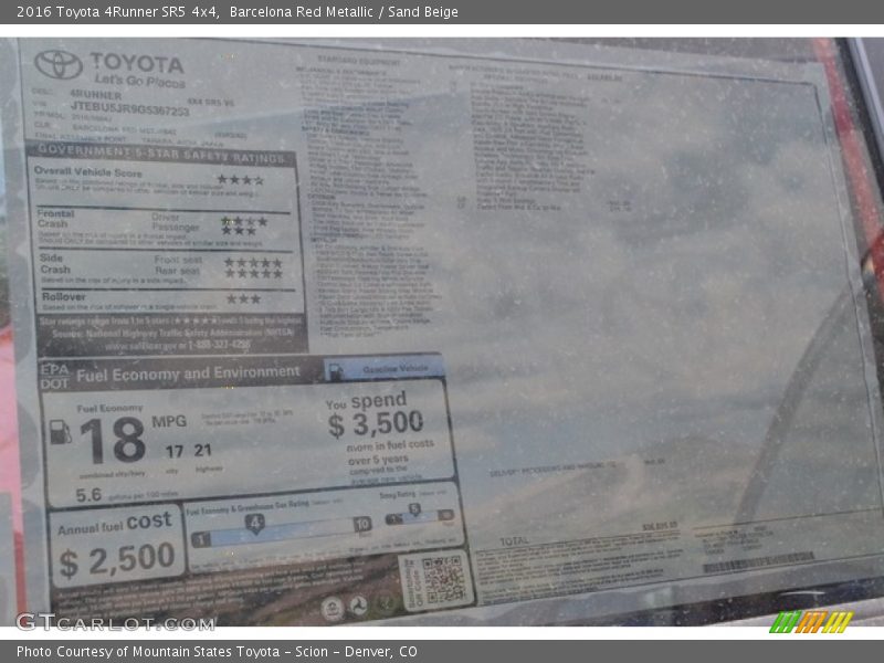 Barcelona Red Metallic / Sand Beige 2016 Toyota 4Runner SR5 4x4