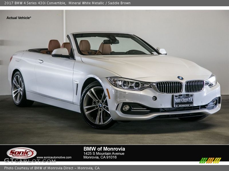 Mineral White Metallic / Saddle Brown 2017 BMW 4 Series 430i Convertible