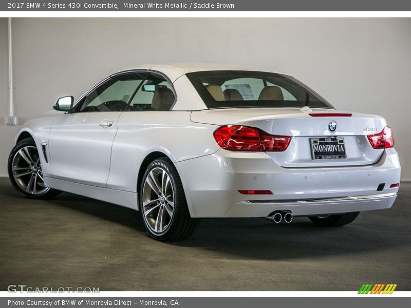 Mineral White Metallic / Saddle Brown 2017 BMW 4 Series 430i Convertible