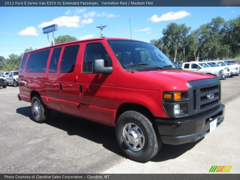 Vermillion Red / Medium Flint 2011 Ford E Series Van E350 XL Extended Passenger