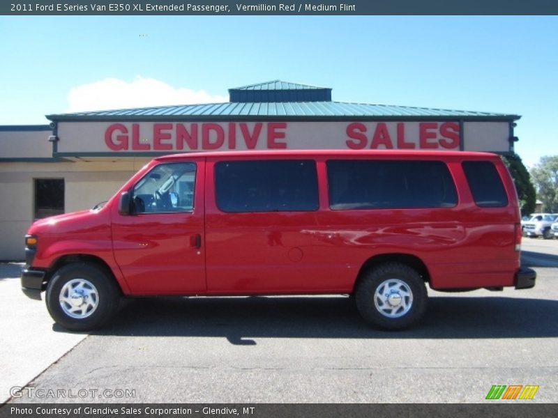 Vermillion Red / Medium Flint 2011 Ford E Series Van E350 XL Extended Passenger
