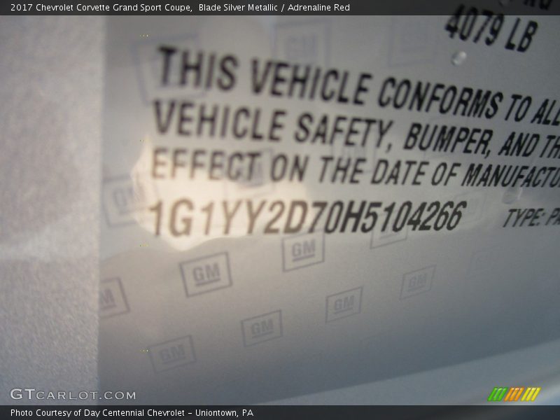 Blade Silver Metallic / Adrenaline Red 2017 Chevrolet Corvette Grand Sport Coupe
