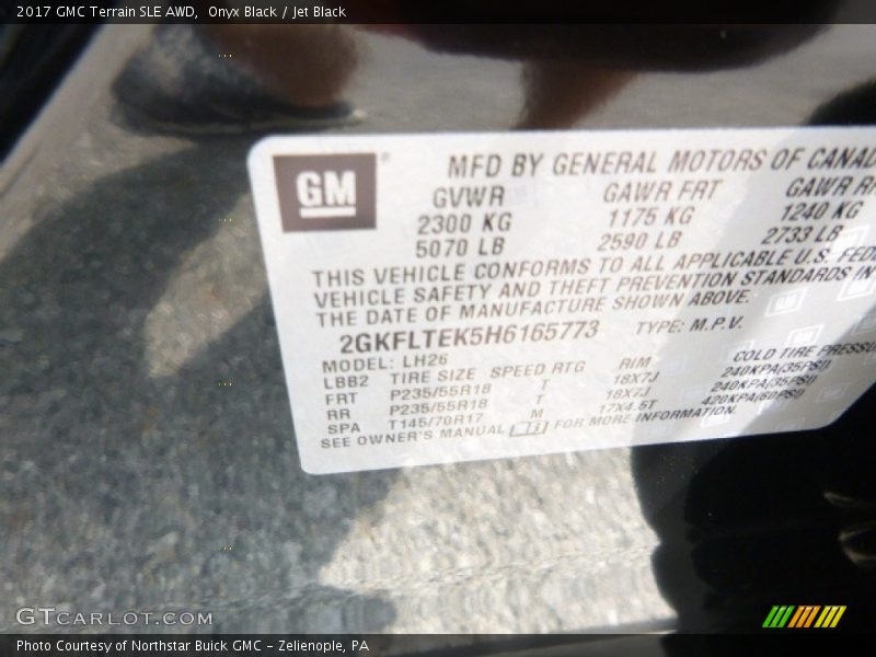 Onyx Black / Jet Black 2017 GMC Terrain SLE AWD