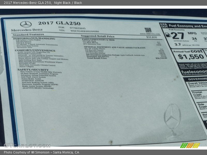 Night Black / Black 2017 Mercedes-Benz GLA 250