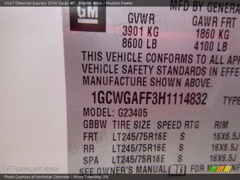 Summit White / Medium Pewter 2017 Chevrolet Express 2500 Cargo WT