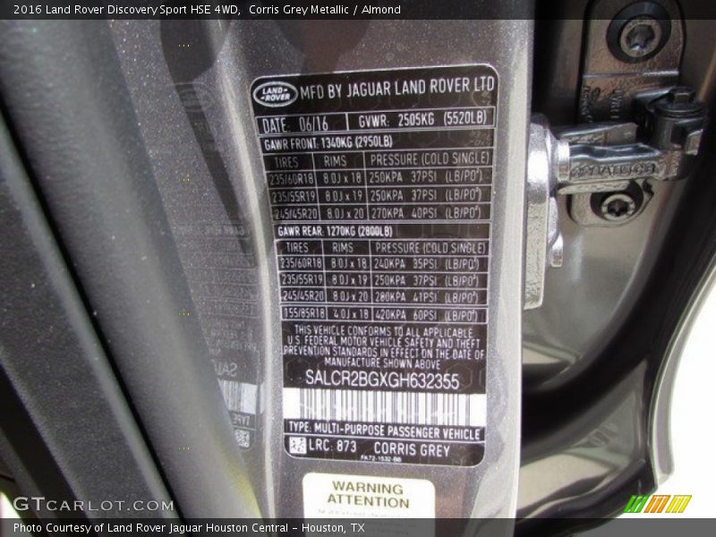 Corris Grey Metallic / Almond 2016 Land Rover Discovery Sport HSE 4WD