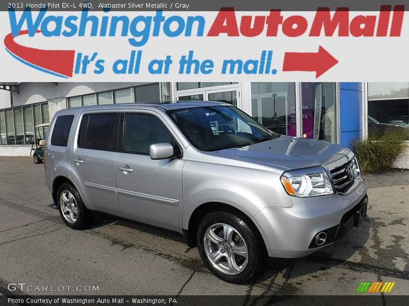 Alabaster Silver Metallic / Gray 2013 Honda Pilot EX-L 4WD