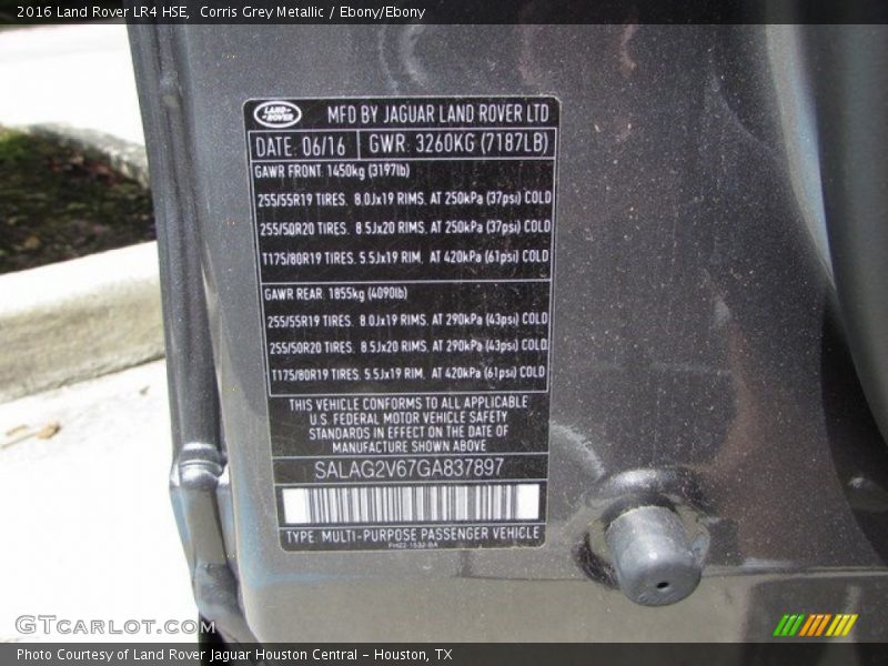 Corris Grey Metallic / Ebony/Ebony 2016 Land Rover LR4 HSE