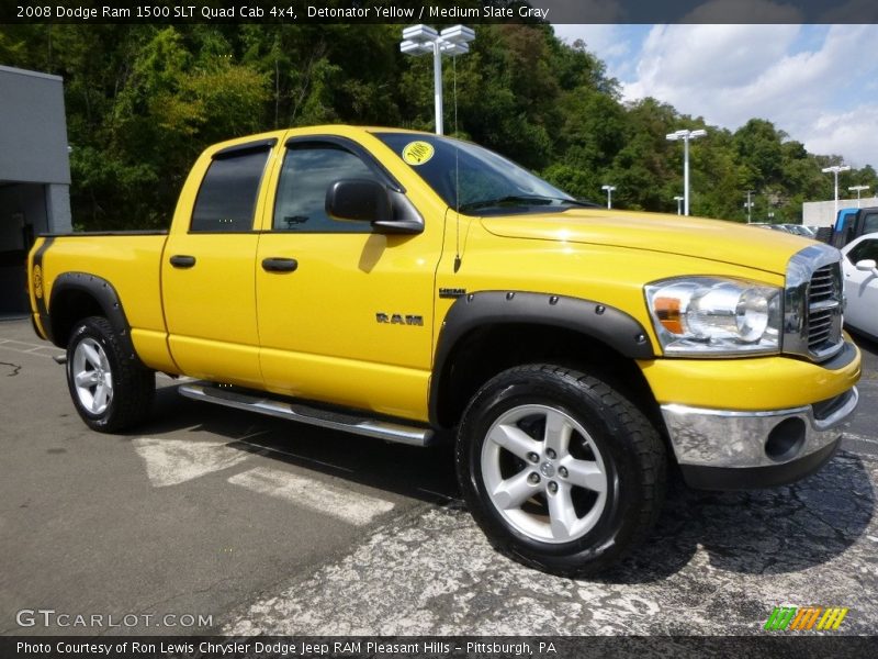 Detonator Yellow / Medium Slate Gray 2008 Dodge Ram 1500 SLT Quad Cab 4x4