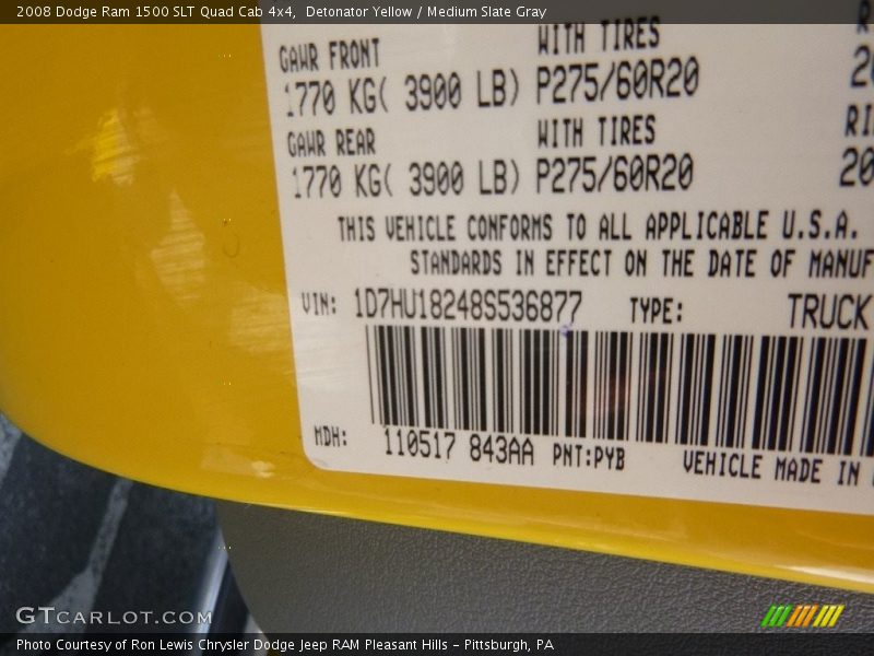 Detonator Yellow / Medium Slate Gray 2008 Dodge Ram 1500 SLT Quad Cab 4x4