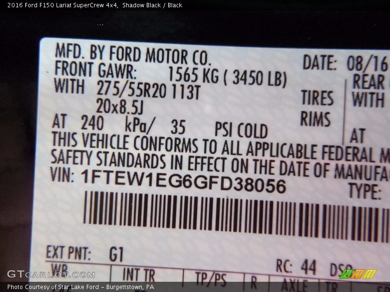 Shadow Black / Black 2016 Ford F150 Lariat SuperCrew 4x4