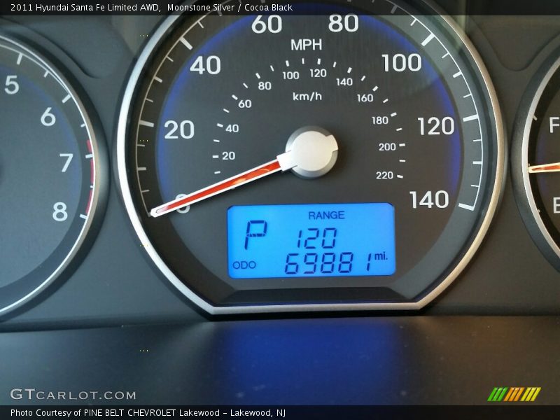 Moonstone Silver / Cocoa Black 2011 Hyundai Santa Fe Limited AWD