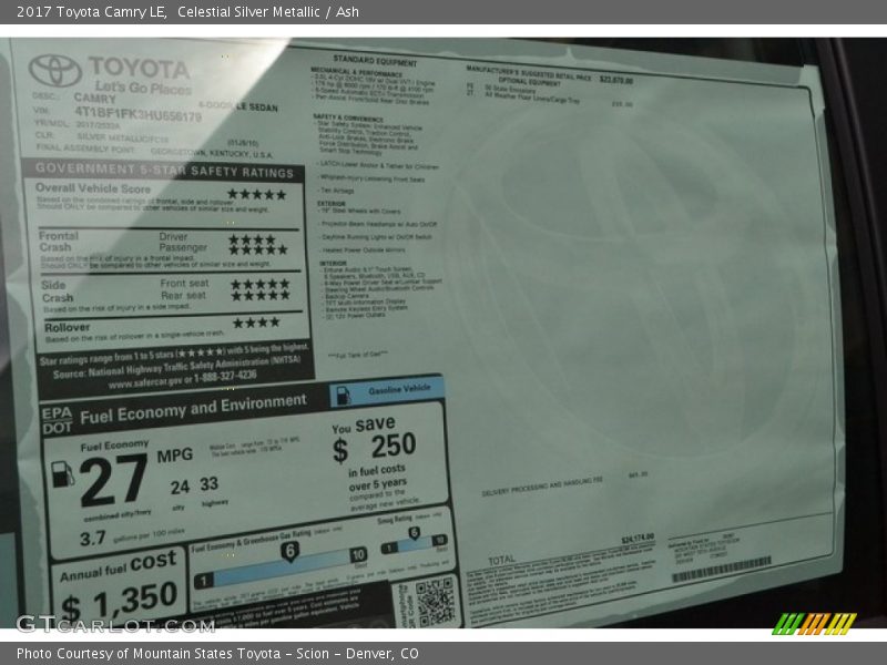 Celestial Silver Metallic / Ash 2017 Toyota Camry LE