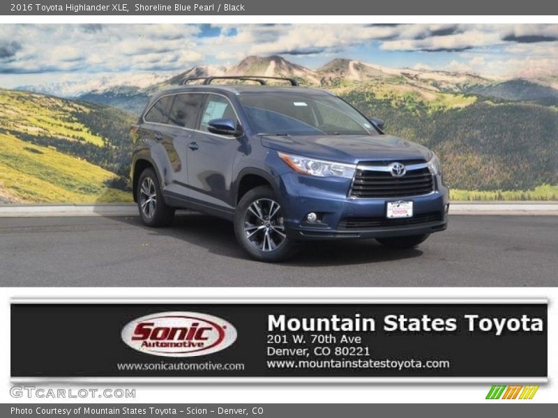 Shoreline Blue Pearl / Black 2016 Toyota Highlander XLE