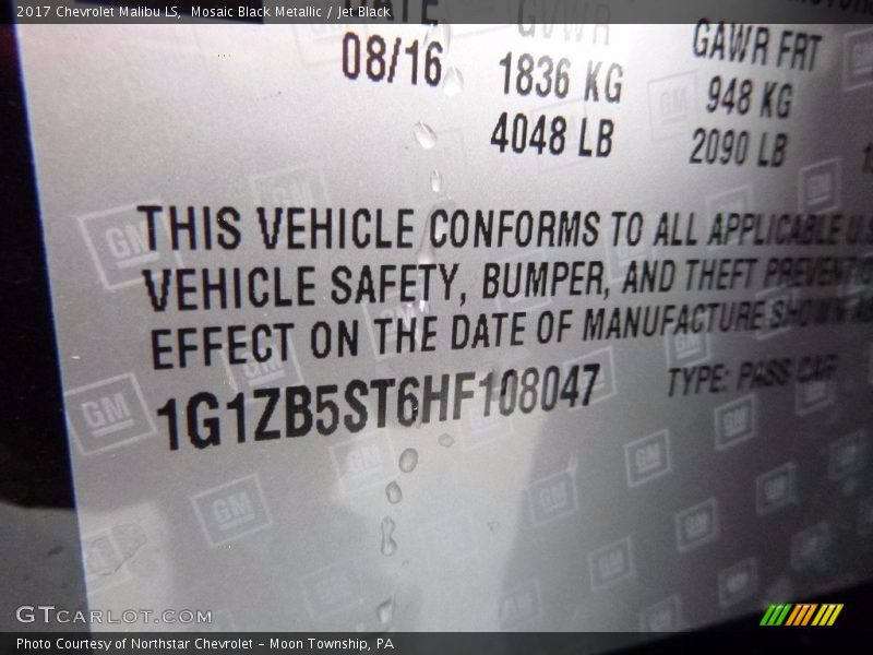 Mosaic Black Metallic / Jet Black 2017 Chevrolet Malibu LS