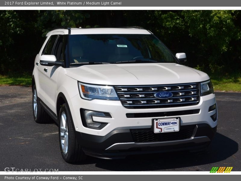 White Platinum / Medium Light Camel 2017 Ford Explorer Limited
