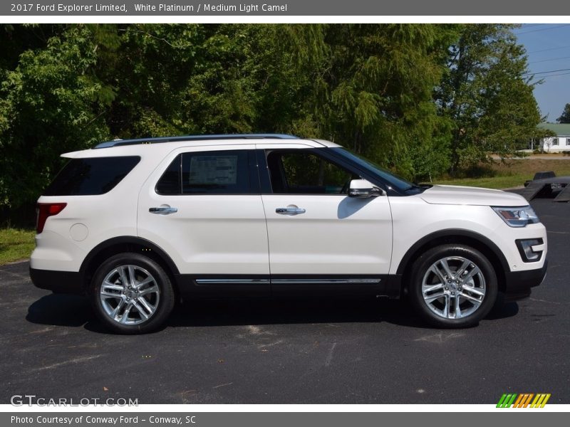 White Platinum / Medium Light Camel 2017 Ford Explorer Limited