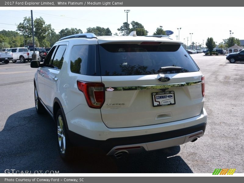 White Platinum / Medium Light Camel 2017 Ford Explorer Limited