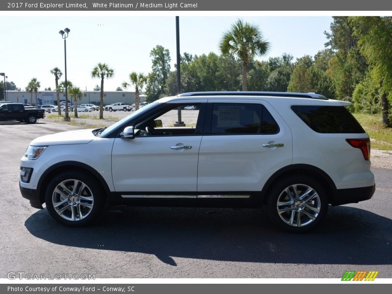 White Platinum / Medium Light Camel 2017 Ford Explorer Limited