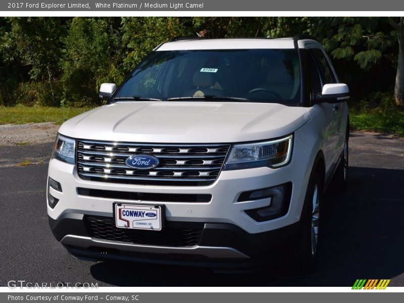 White Platinum / Medium Light Camel 2017 Ford Explorer Limited