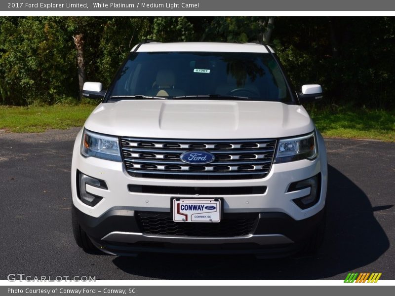 White Platinum / Medium Light Camel 2017 Ford Explorer Limited