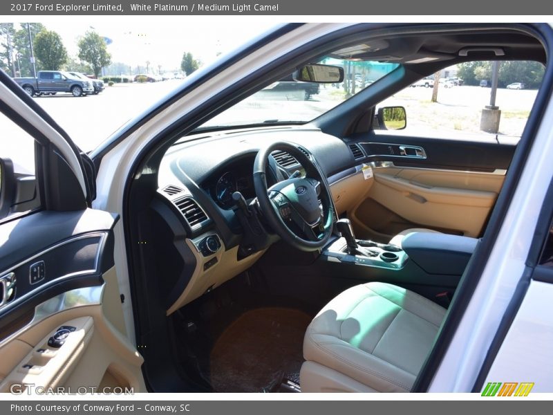 White Platinum / Medium Light Camel 2017 Ford Explorer Limited