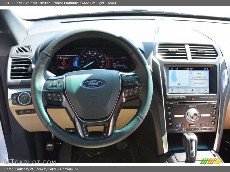 White Platinum / Medium Light Camel 2017 Ford Explorer Limited