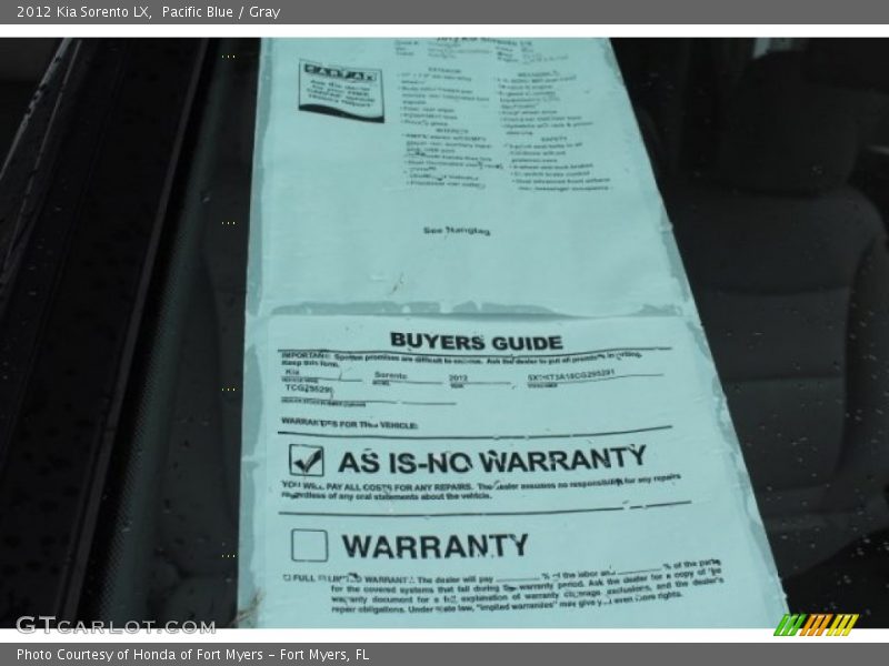 Pacific Blue / Gray 2012 Kia Sorento LX