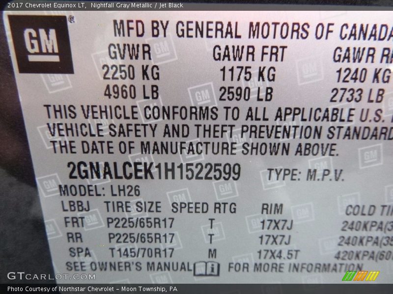Nightfall Gray Metallic / Jet Black 2017 Chevrolet Equinox LT