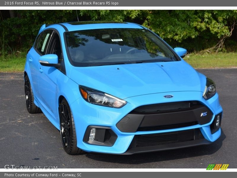 Nitrous Blue / Charcoal Black Recaro RS logo 2016 Ford Focus RS
