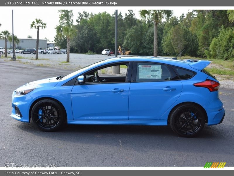 Nitrous Blue / Charcoal Black Recaro RS logo 2016 Ford Focus RS