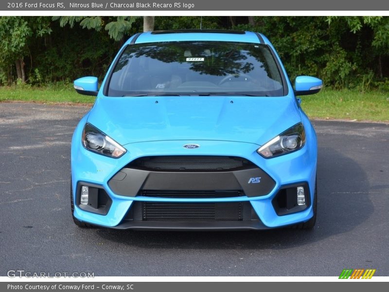 Nitrous Blue / Charcoal Black Recaro RS logo 2016 Ford Focus RS