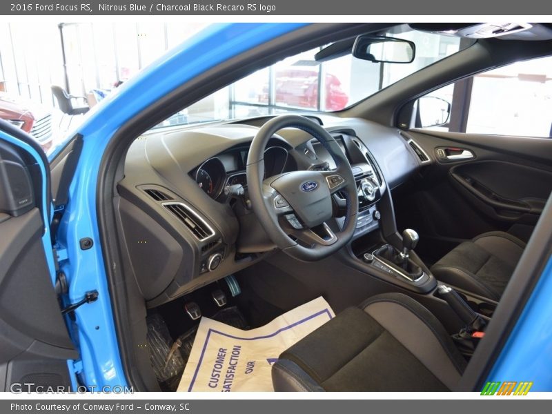 Nitrous Blue / Charcoal Black Recaro RS logo 2016 Ford Focus RS