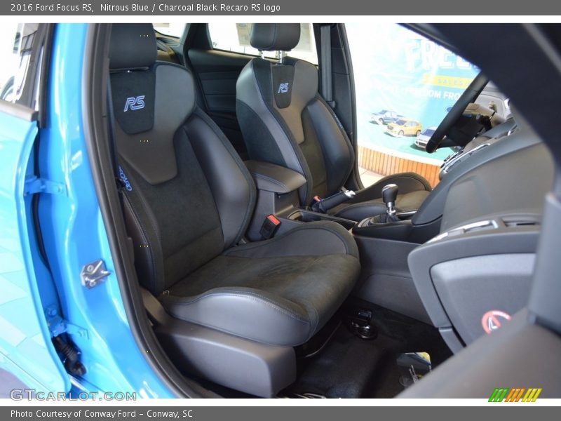 Nitrous Blue / Charcoal Black Recaro RS logo 2016 Ford Focus RS